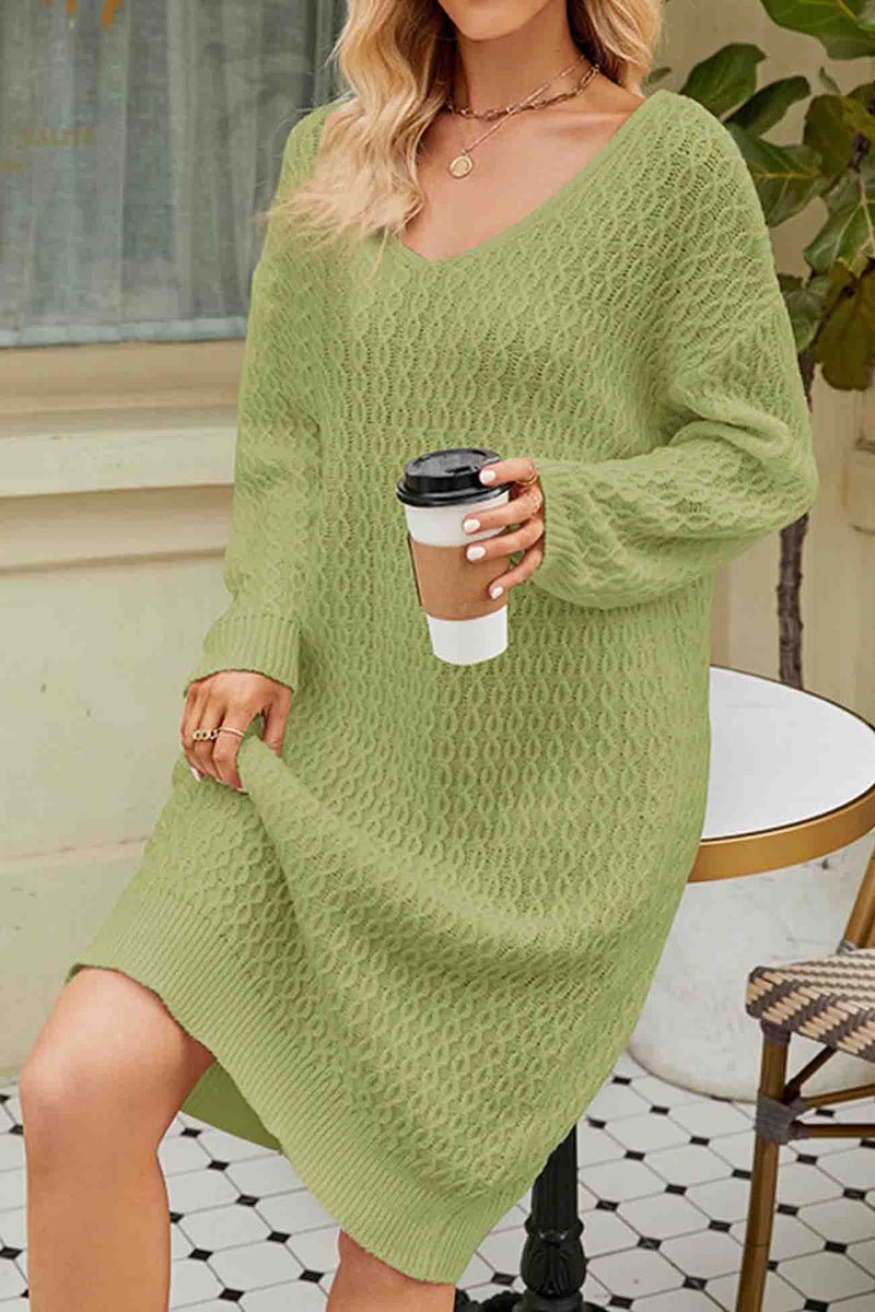 Color Long Knitted Sweater Dress