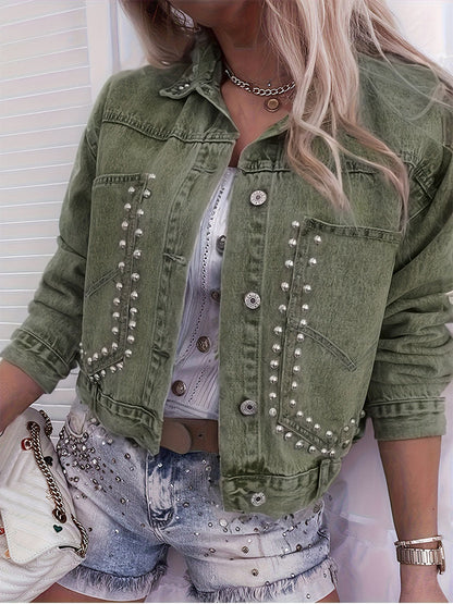 Studded Denim Cotton Jacket Coat