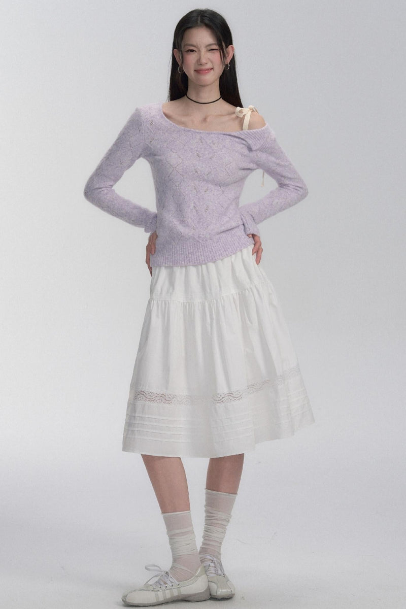 Lavender Diamond Pattern Knit Blouse