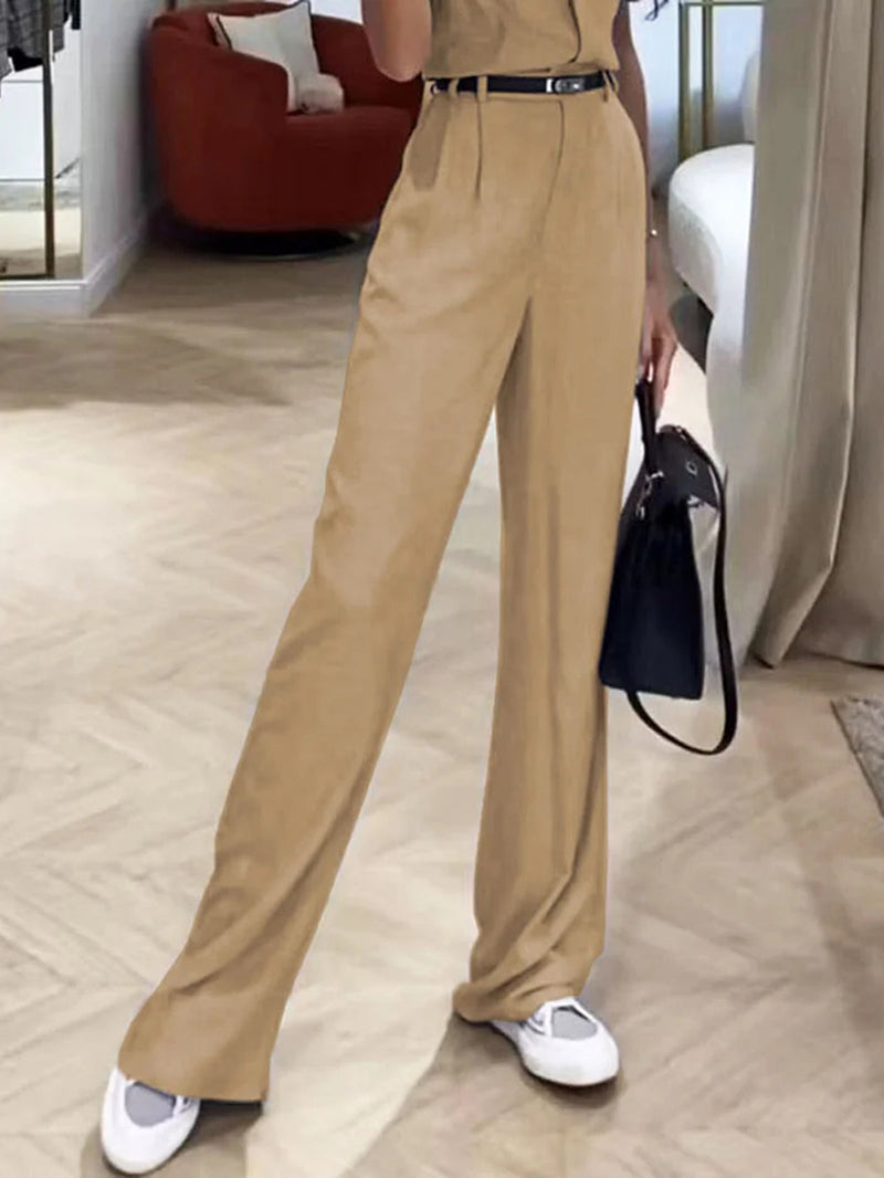 Granit Pintuck Trousers Wide-leg Pant Set