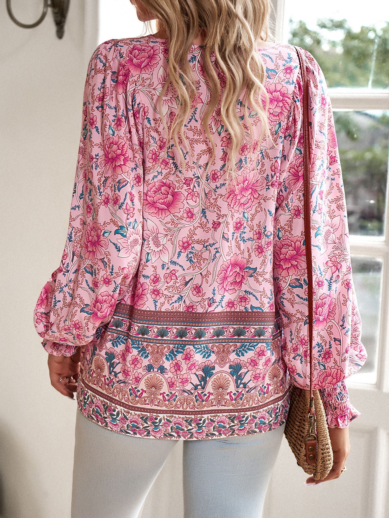 Ruffle V-neck Blouse