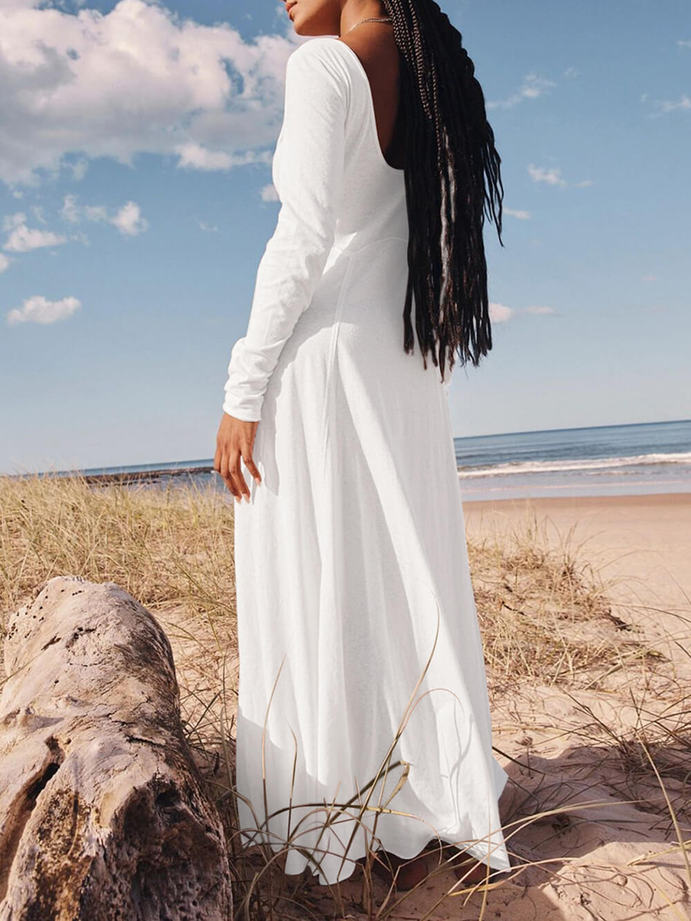 Color Button Maxi Dress