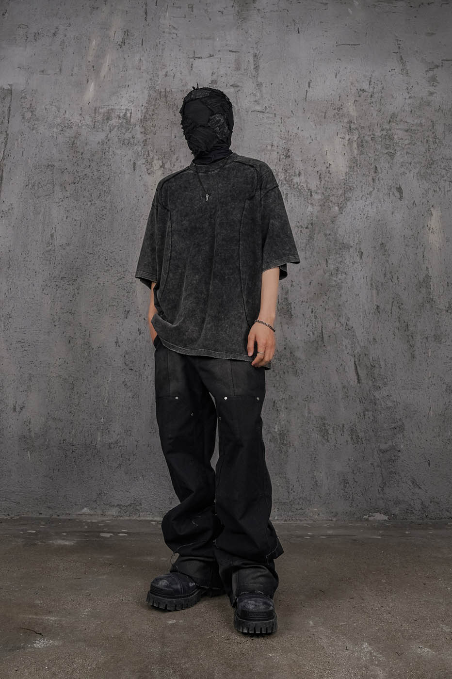 Washed Structured Black T-shirt