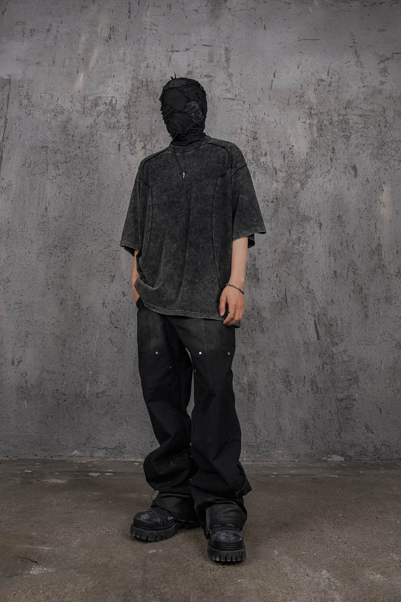 Washed Structured Black T-shirt