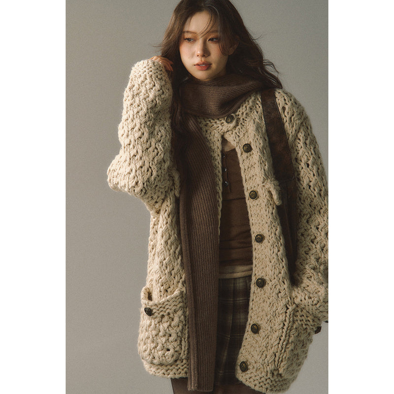 Metallic Knit Cardigan in Oatmeal