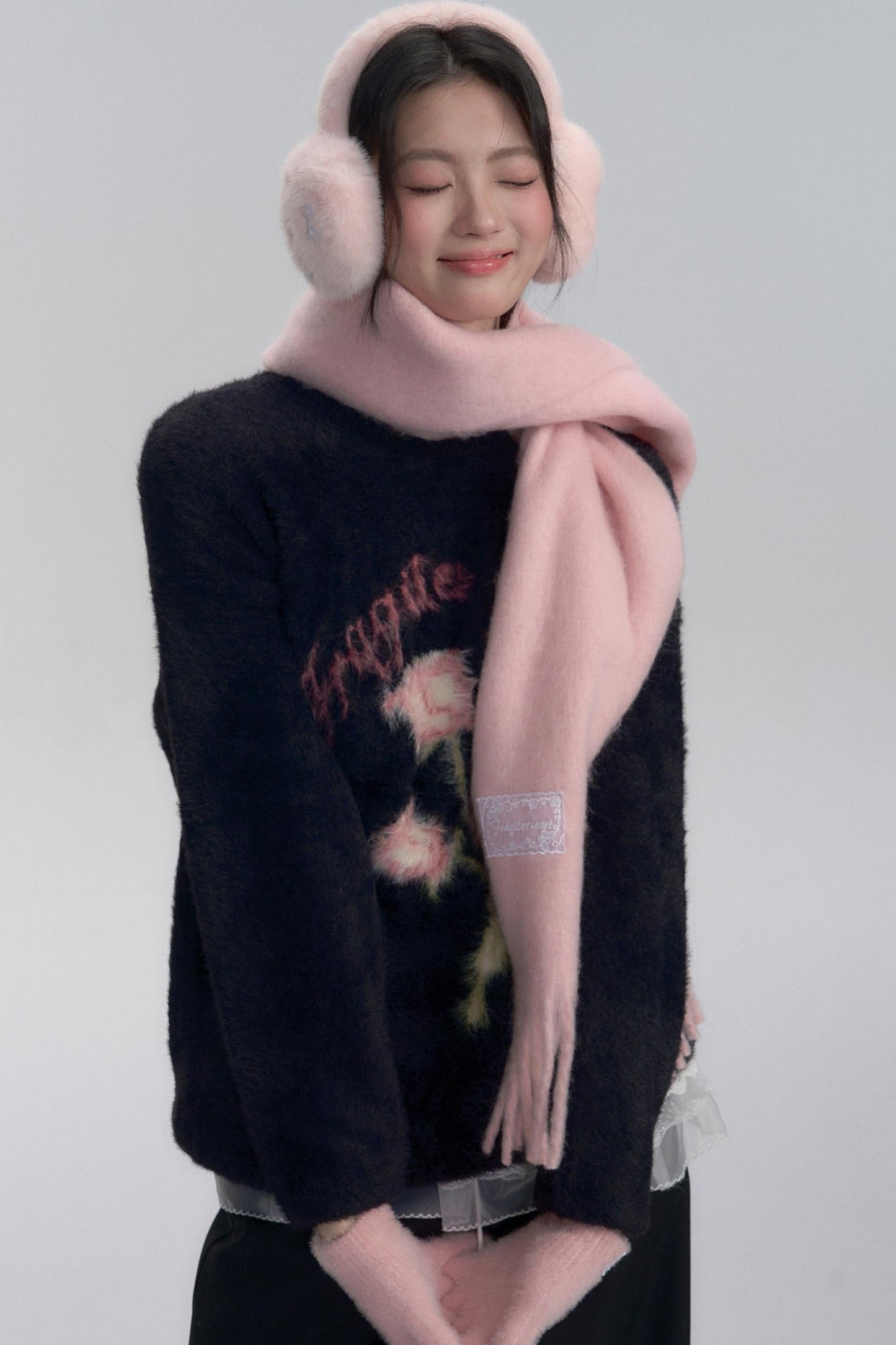 Embroidered Fuzzy Sweater