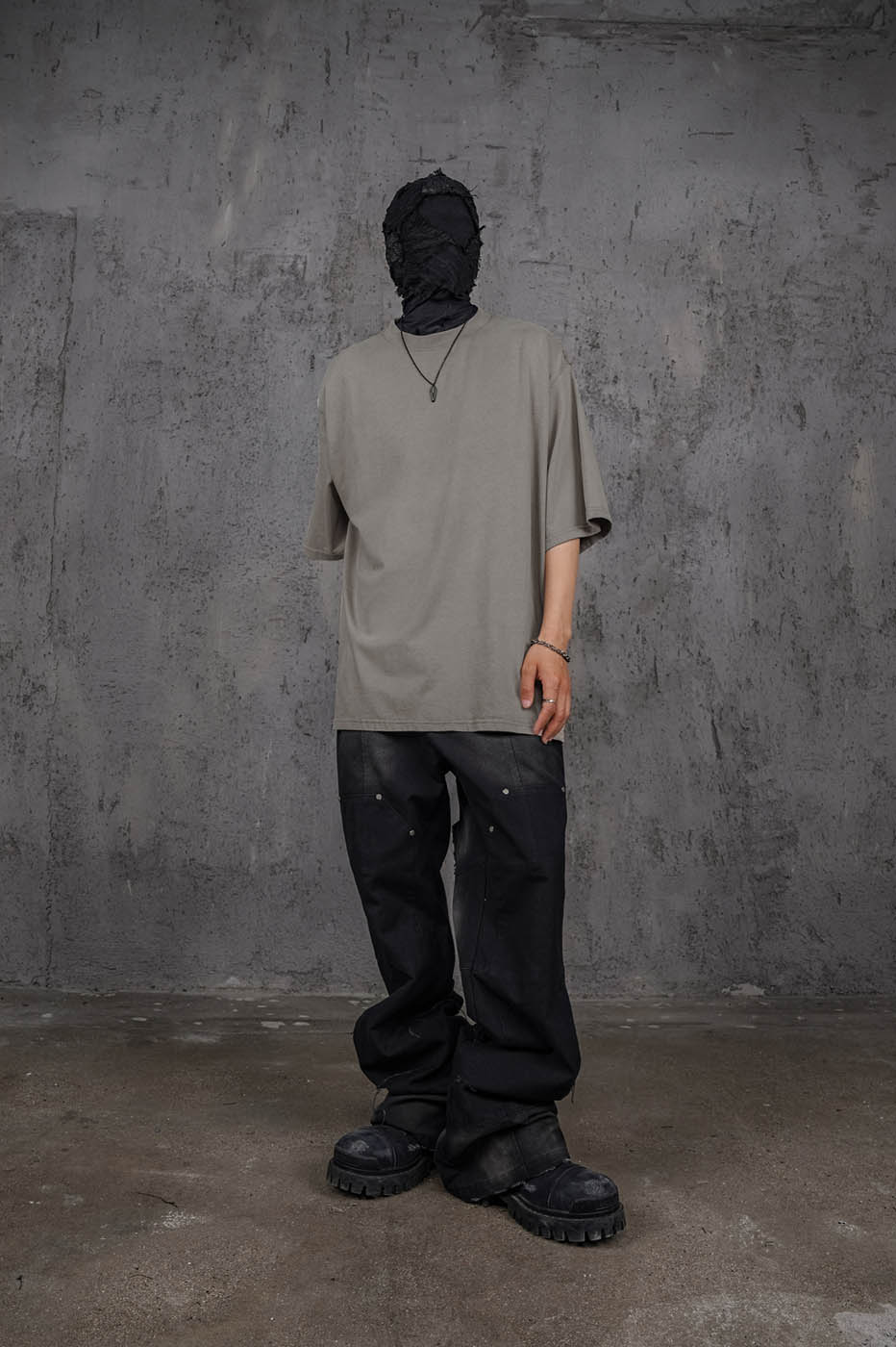 Stone Gray Oversized Army T-shirt