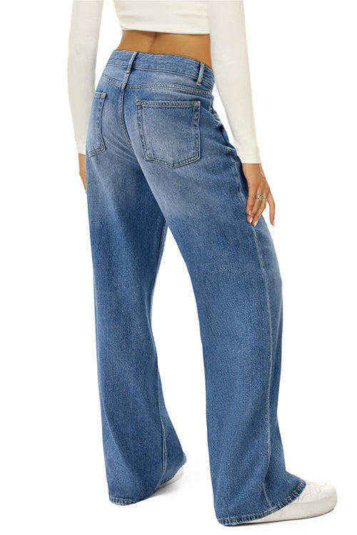 Wide Leg Distressed Denim Pants