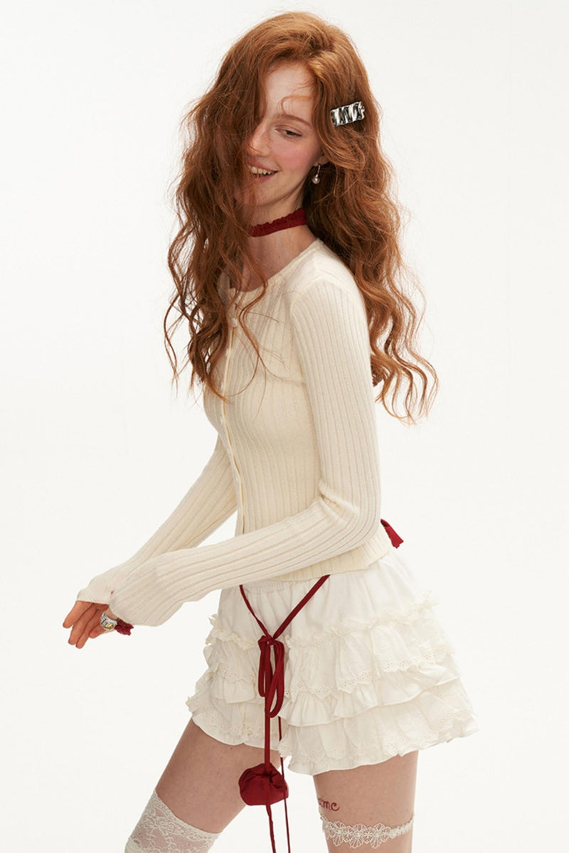 Lace Trim Cardigan Set-up