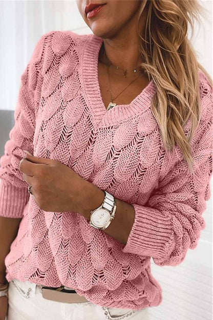 Loose V-neck Feather Color Sweater(5 Colors)