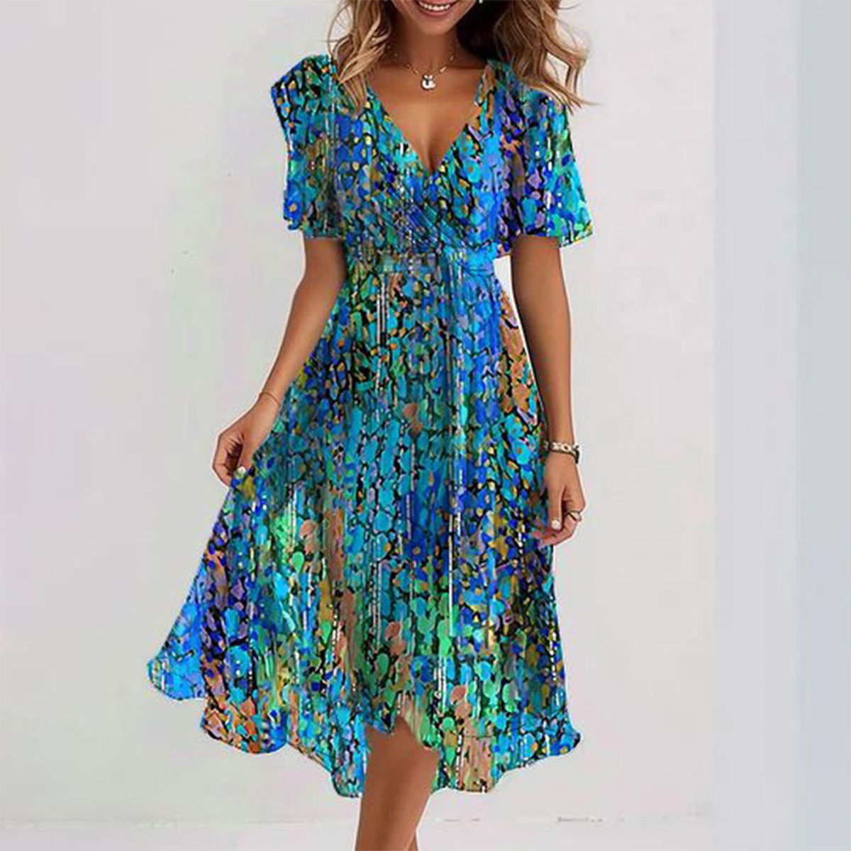Kaycee – Blue Belle Modern Midi Dress