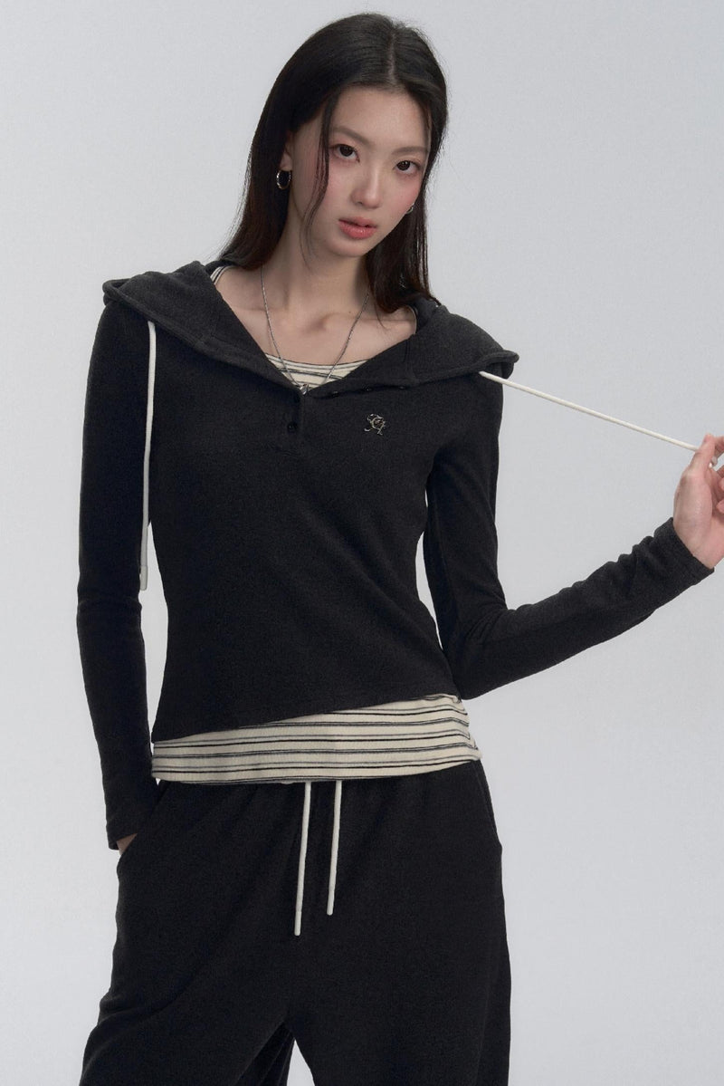 Hooded Long Sleeve Top and Pants Set-up