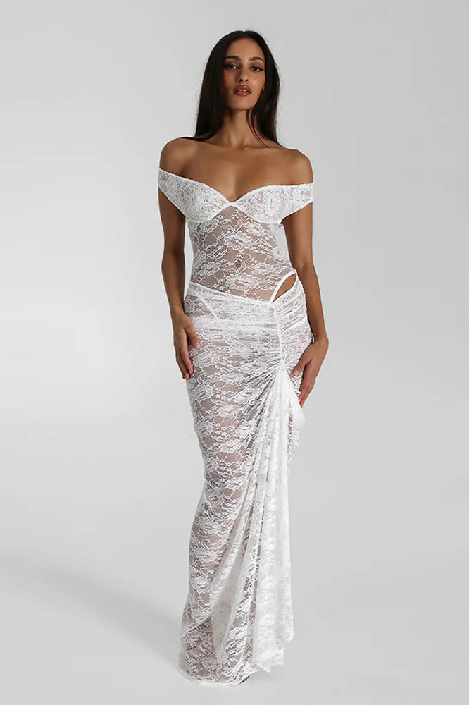 Lace Whisper – Backless Skirt Ensemble