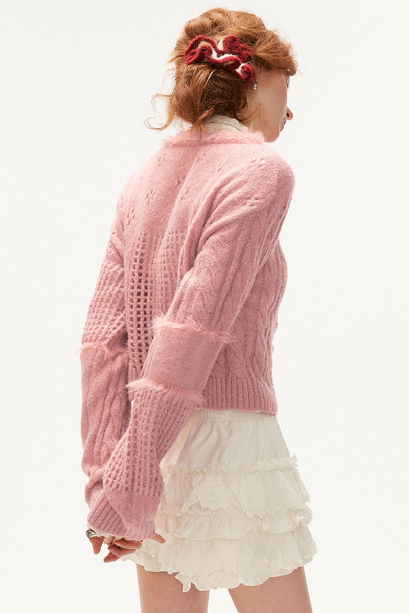 Rose Lace Cable Knit Sweater