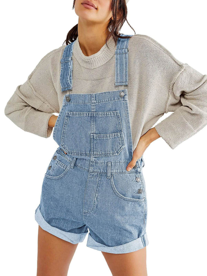 Loose Multi-pocket Denim Jumpsuits