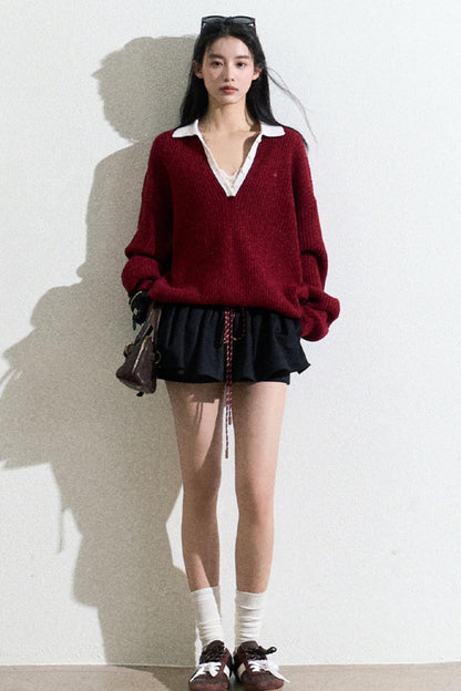 Burgundy Ribbed Sweater