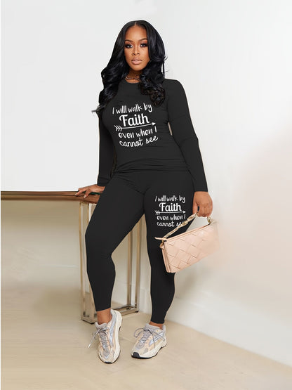 Letter Print Two-piece Set Tf8521