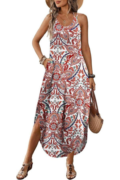 V-neck Halter Slit Beach Resort Maxi Dress