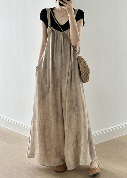 Sleeveless Button Jumpsuit Linen Pockets