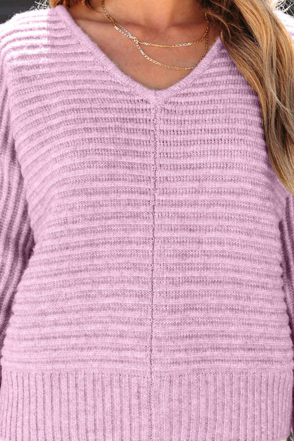 V-neck Pullover Commuting Long-sleeved Sweater Sweater