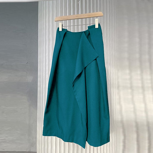 4.29chic Lake Blue Irregular Pleated Patchwork Skirt