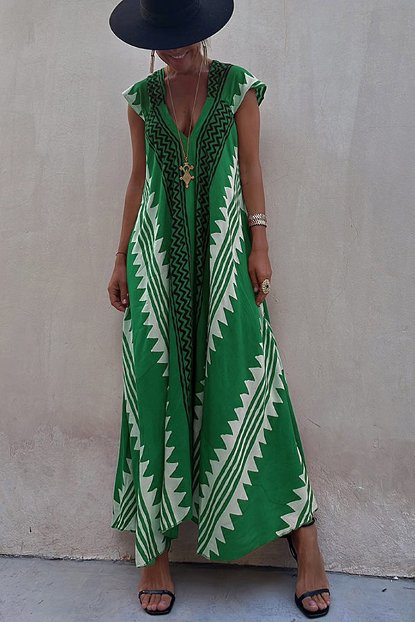 Beach Dates Print A-line Maxi Dress