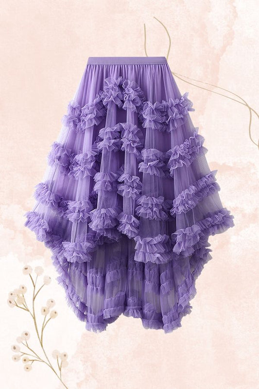Candy Color Elastic Waist Mesh Skirt