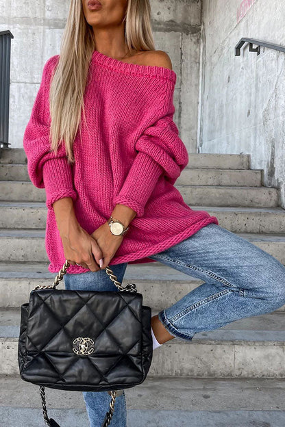 Street Atmosphere Knit Wide Neck Loose Sweater