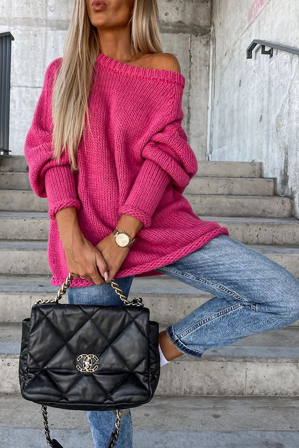 Street Atmosphere Knit Wide Neck Loose Sweater