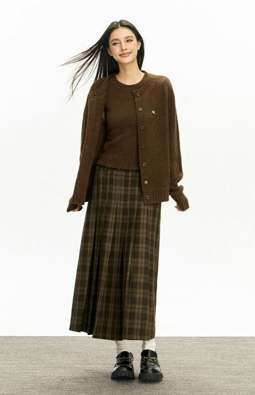 Ribbed Trim Button-up Cardigan
