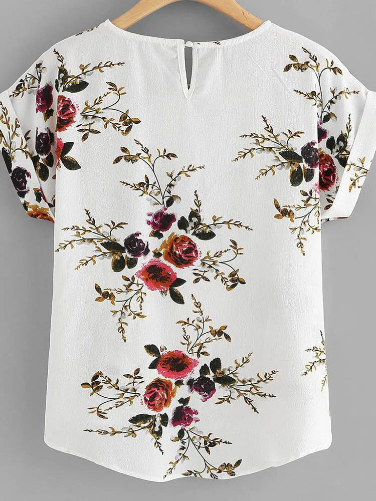 Summer Print Blouse Pullover O-neck Tee Tops Female ’s Short Sleeve Shirt Blusas Femininas Clothing