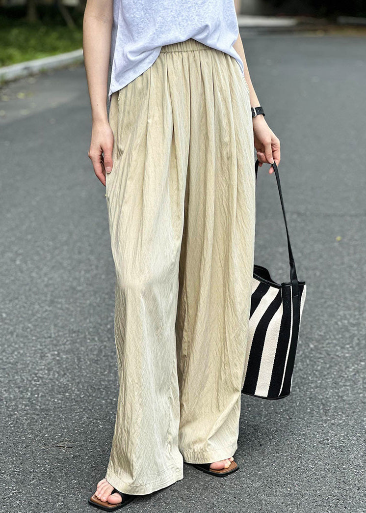 Apricot Thin Cotton Summer Pants Elastic Waist Af1076