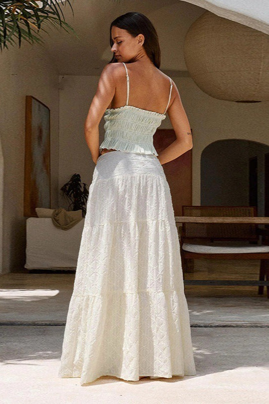 Jacquard Waist-cinching Side Slit Skirt