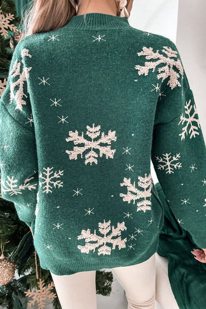 Turtleneck Christmas Print Knitted Sweater
