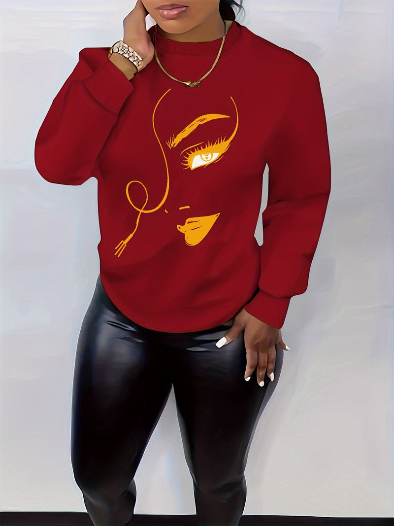 Graphic Print Pullover Sweatshirt Fg3549