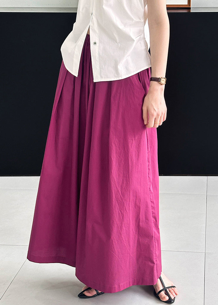 Rose Loose Cotton Wide Leg Pants Elastic Waist Af1046
