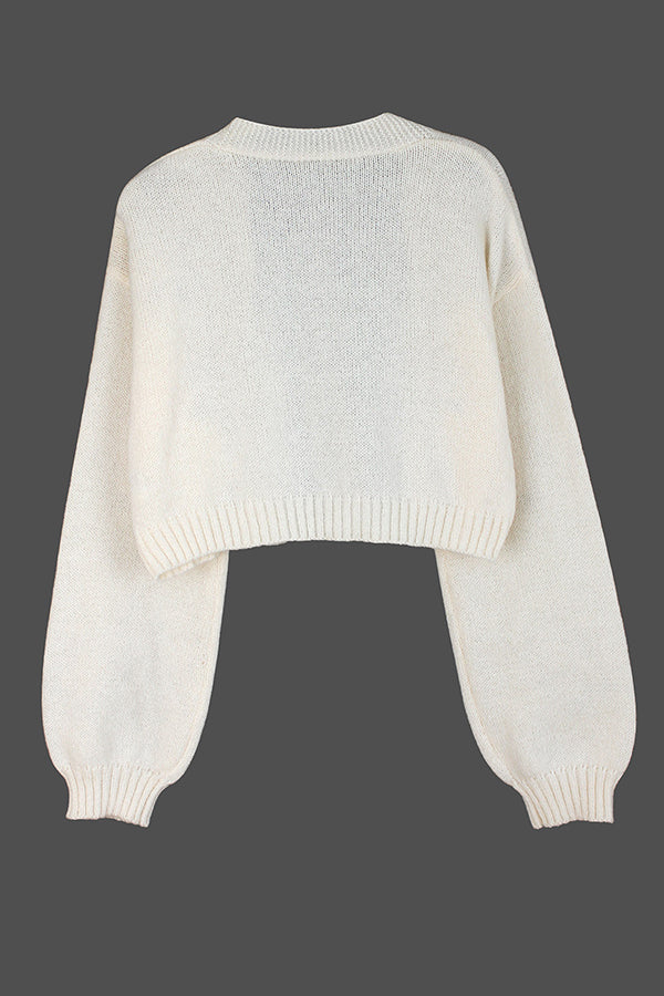 Fashionable Cookie Man Pattern Short Knitted Cardigan