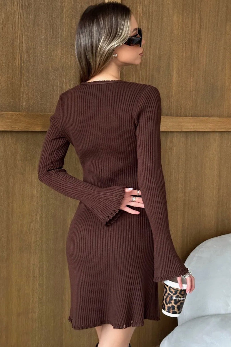 Button Front Knit Sweater Dress