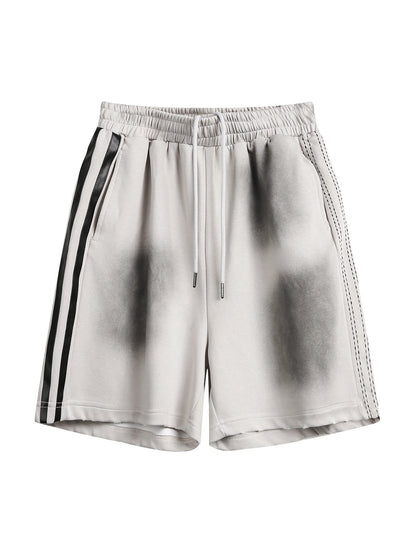 Distressed Paint-splatter Denim Shorts