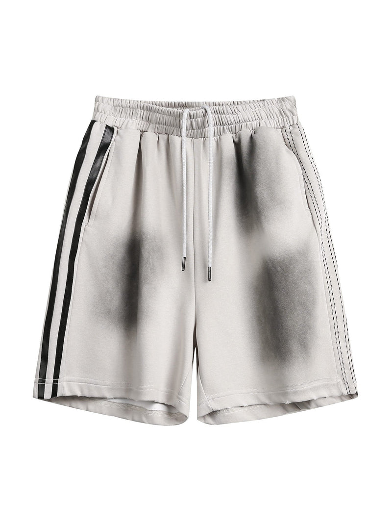 Distressed Paint-splatter Denim Shorts