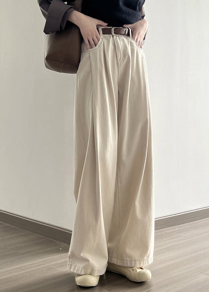 Boutique Khaki Pockets High Waist Denim Straight Pants Fall Af1006
