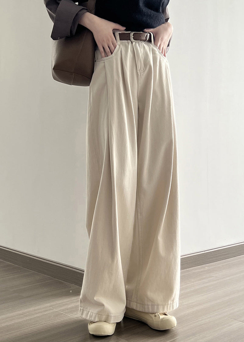 Boutique Khaki Pockets High Waist Denim Straight Pants Fall Af1006