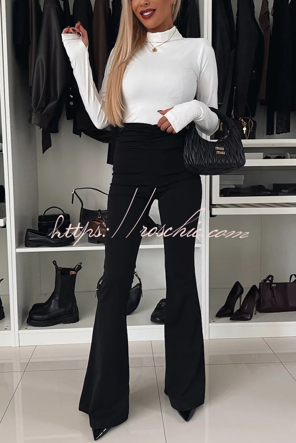And Flexible High Rise Ruched Waist Stretch Flare Pants