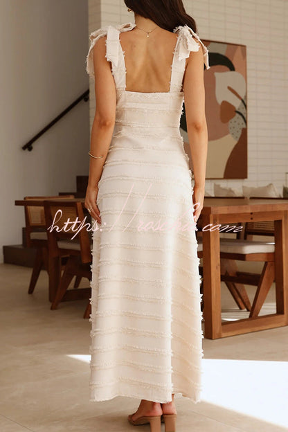 Color V-neck Sling Lace Up Vacation Maxi Dress