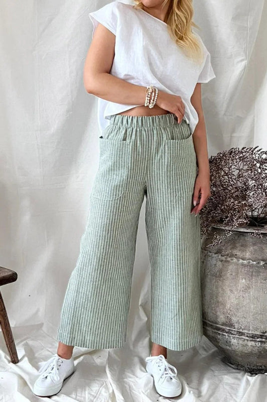 Cotton and Linen Loose Fashionable Straight Pants for
