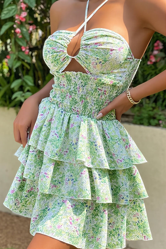 Halter Hollow Mini Dress