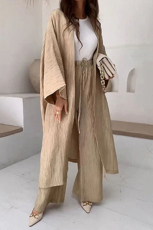 Long Slit Cardigan Two-piece Set