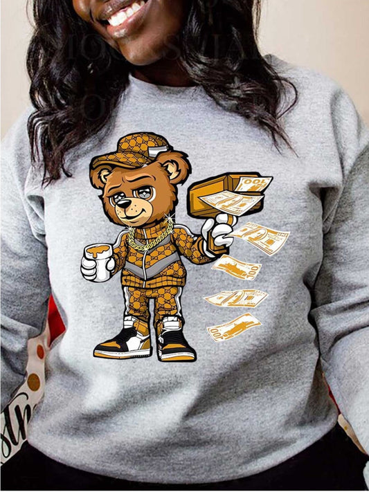 Cartoon Money Print Sweatshirt Ar50143