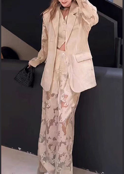 Piece Pants Light Hollow Suit White Three Vest Set Lace