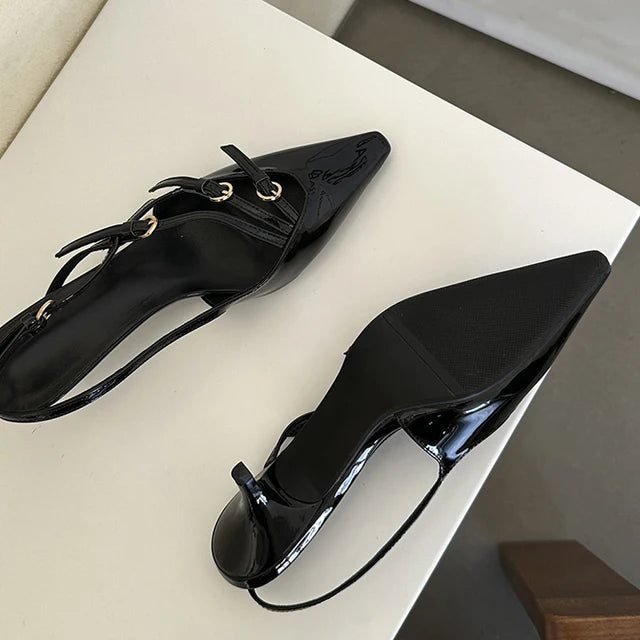 Liyke Spring Buckle Strap Pumps Office Shoes Pointed Toe Heels Sandals